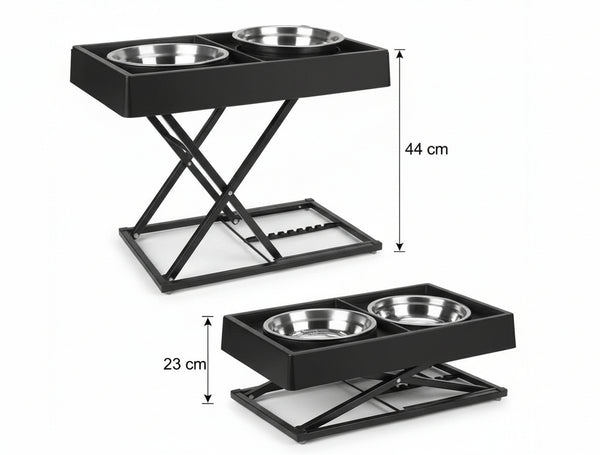 Adjustable Elevated Pet Feeding Station with Tilted Bowls (9–17.5 in / 23–44 cm Height Range)