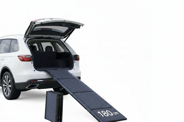 Foldable Aluminum Dog Car Ramp with Non-Slip Surface (71 in / 180 cm, Supports up to 300 lbs / 136 kg)