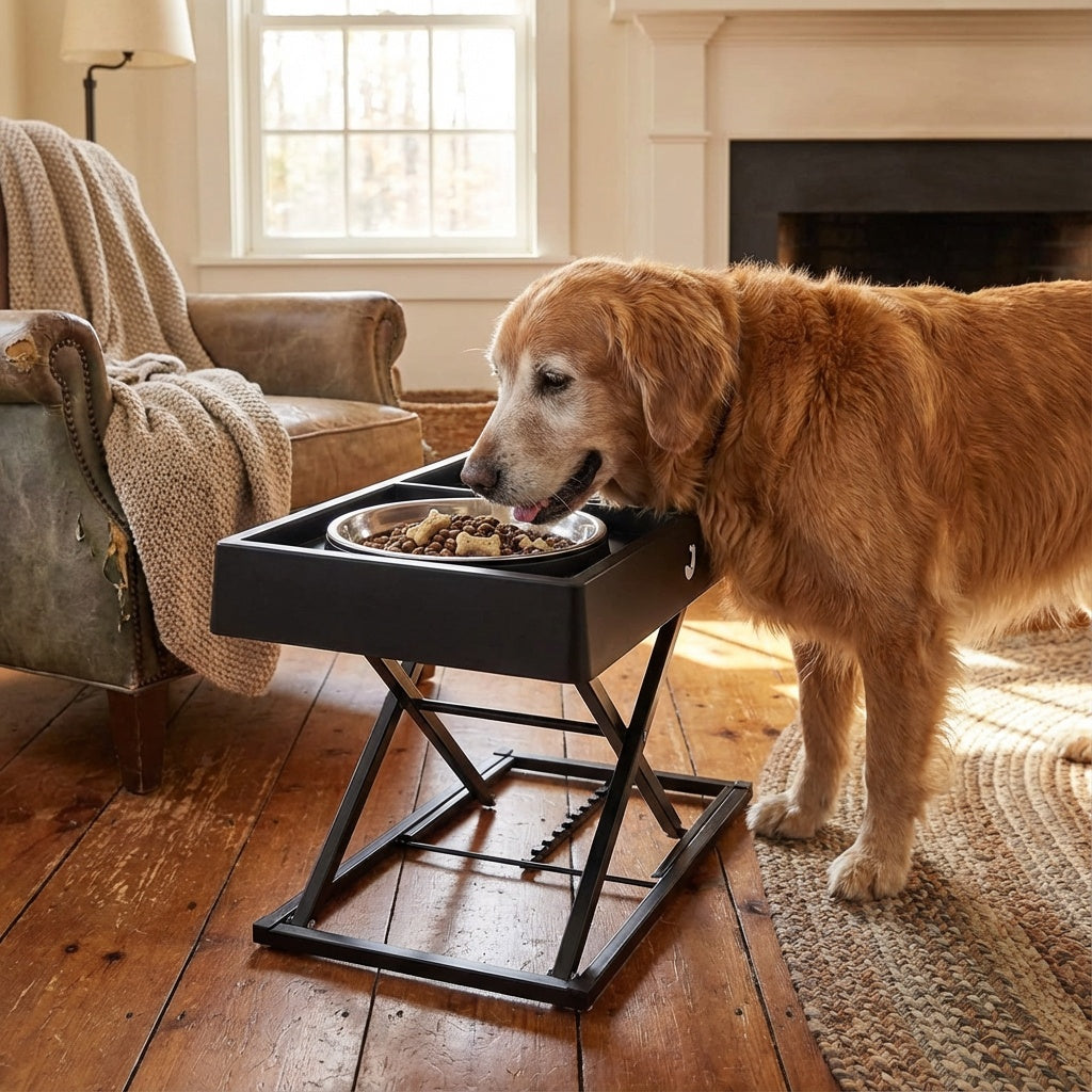 Adjustable Elevated Pet Feeding Station with Tilted Bowls (9–17.5 in / 23–44 cm Height Range)