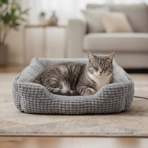 Automatic Heated Cat Bed for Senior Cats (23 × 20 × 7 in / 58 × 51 × 18 cm, Up to 20 lbs / 9 kg)