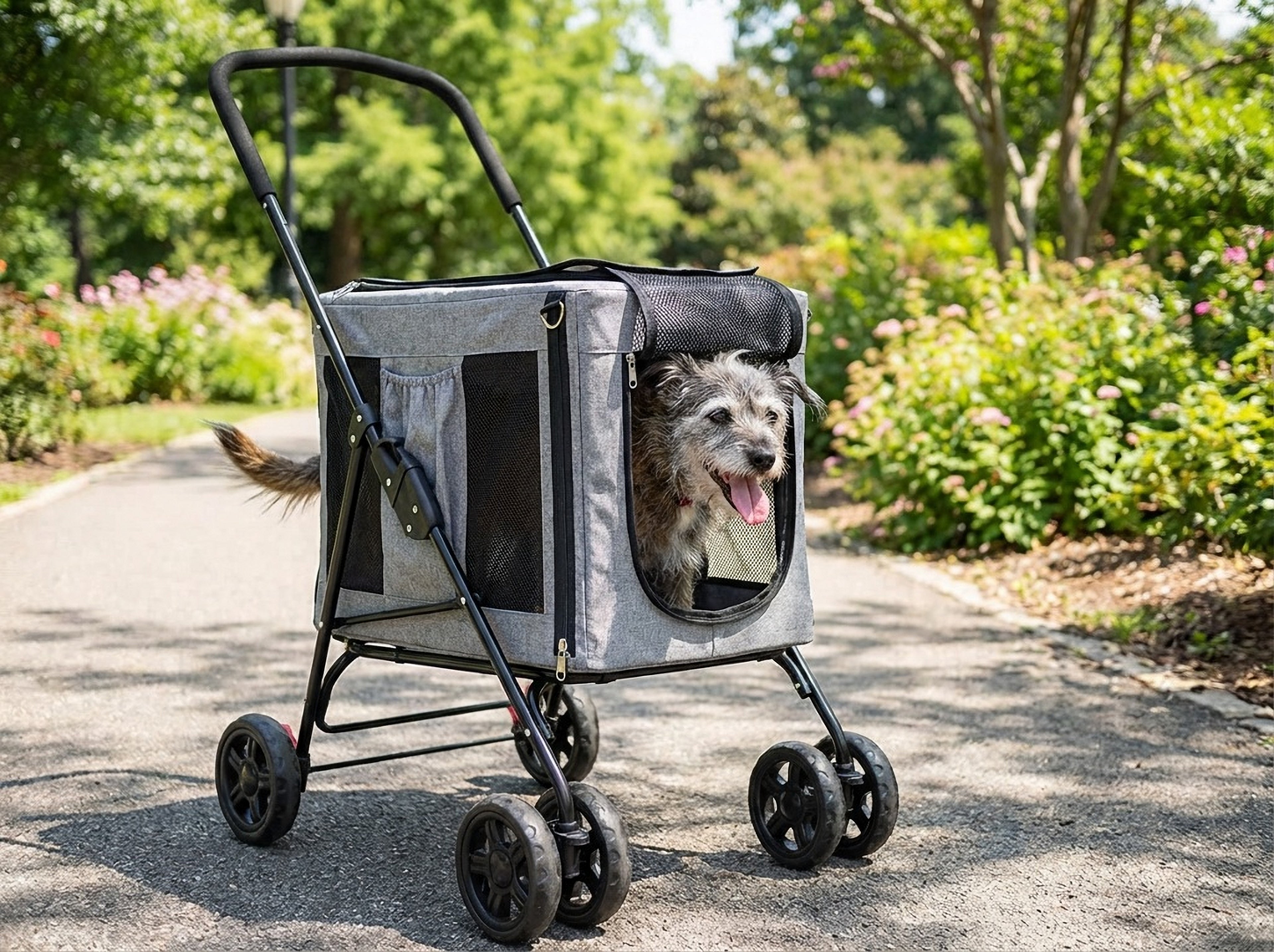 Foldable 3-in-1 Pet Stroller with Detachable Carrier for Senior Pets (Up to 50 lbs / 23 kg)