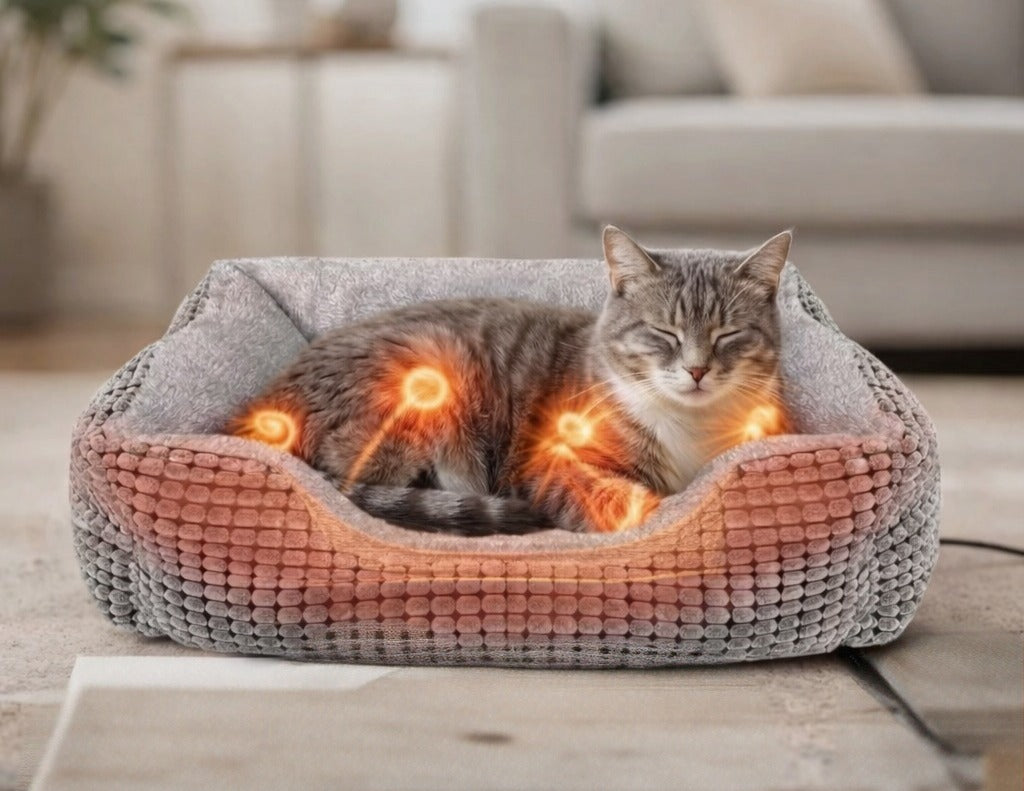 Automatic Heated Cat Bed for Senior Cats (23 × 20 × 7 in / 58 × 51 × 18 cm, Up to 20 lbs / 9 kg)